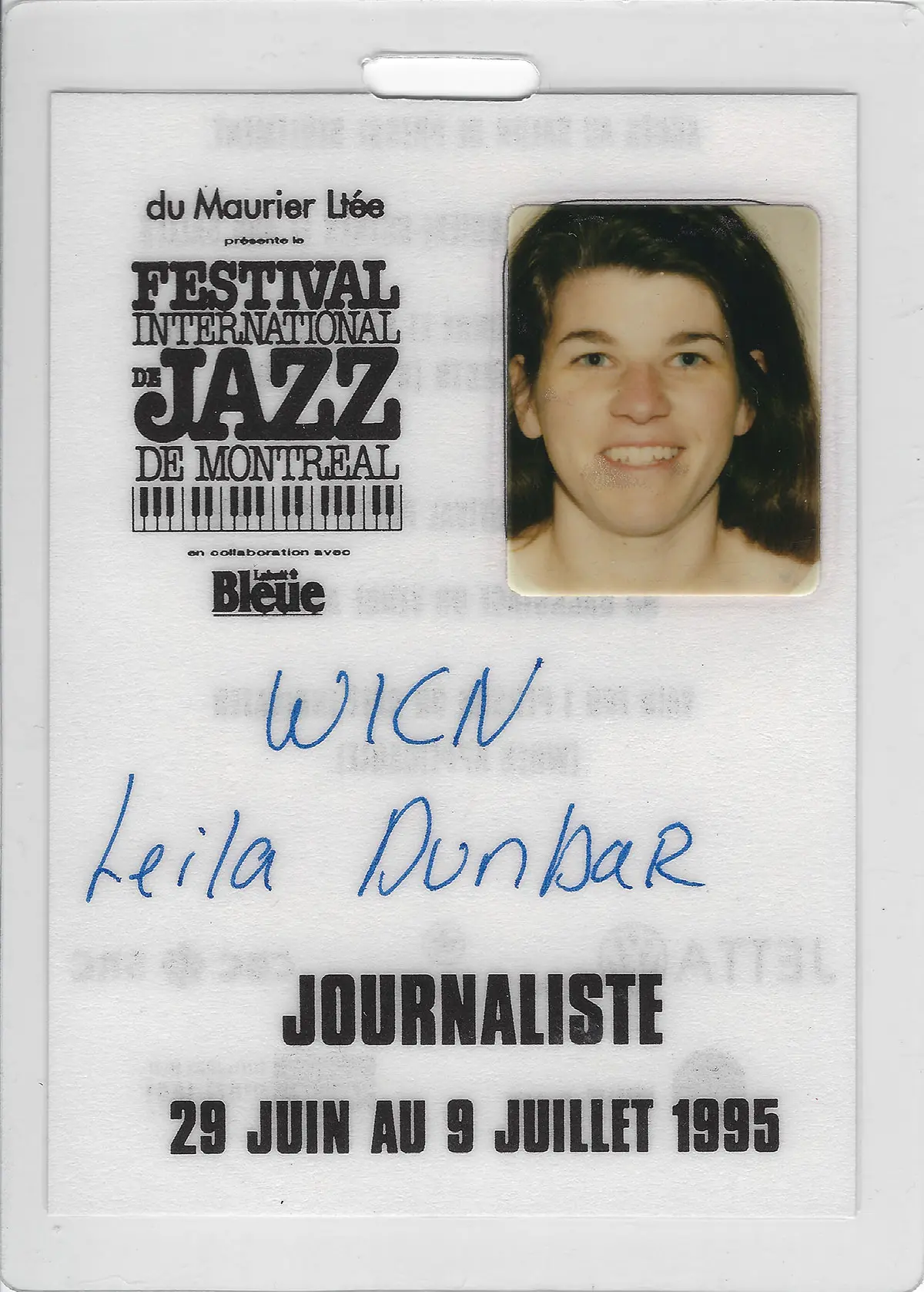 Montreal Jazz Fest Press Credentials, 1995