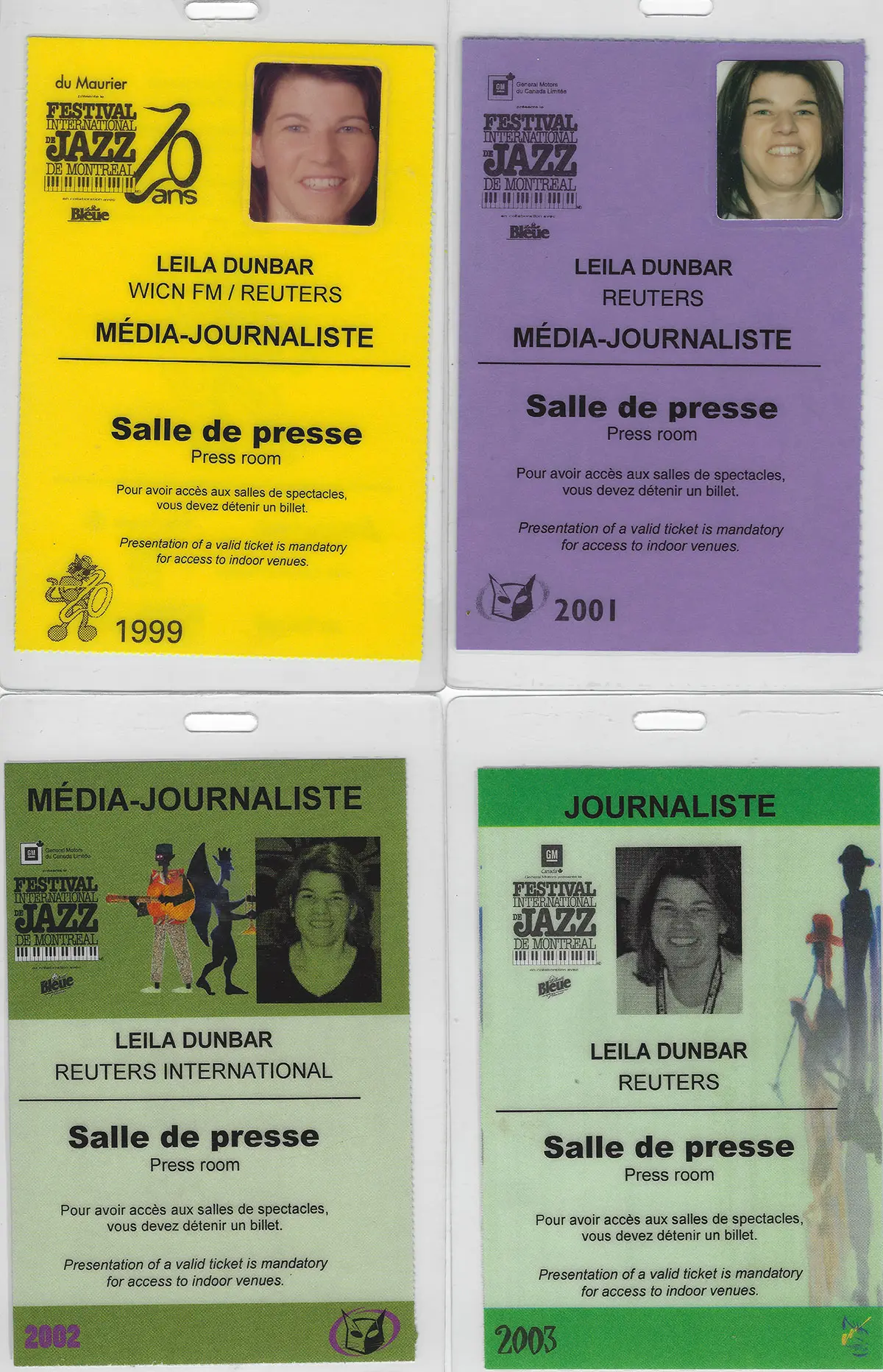 Montreal Jazz Festival Press Passes, 1999, 2001-2003